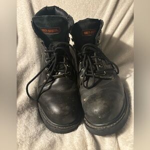 Harley-Davidson Boots Men's 12 Black Leather Steel Toe Lace Up Biker